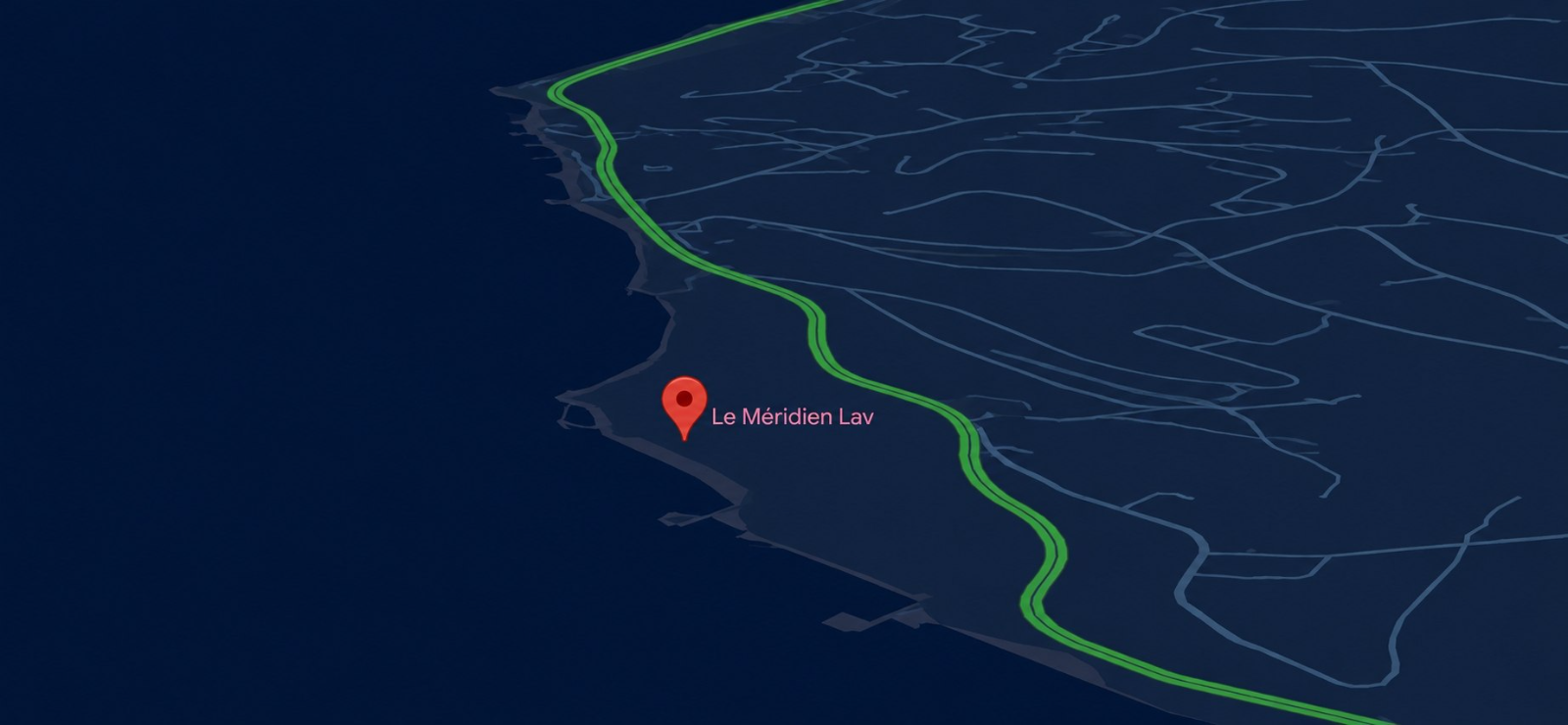 Map showing Le Méridien Lav on the coast south of Split